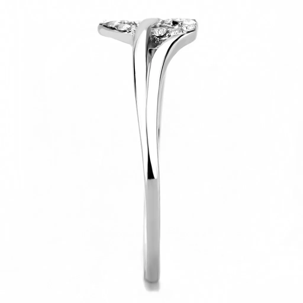 CJ259 Wholesale Women's Stainless Steel High polished AAA Grade CZ Clear Minimal Heart Ring