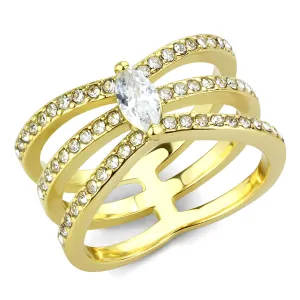 CJ3705 Wholesale Women's Stainless Steel IP Gold AAA Grade CZ Clear Wrap Ring