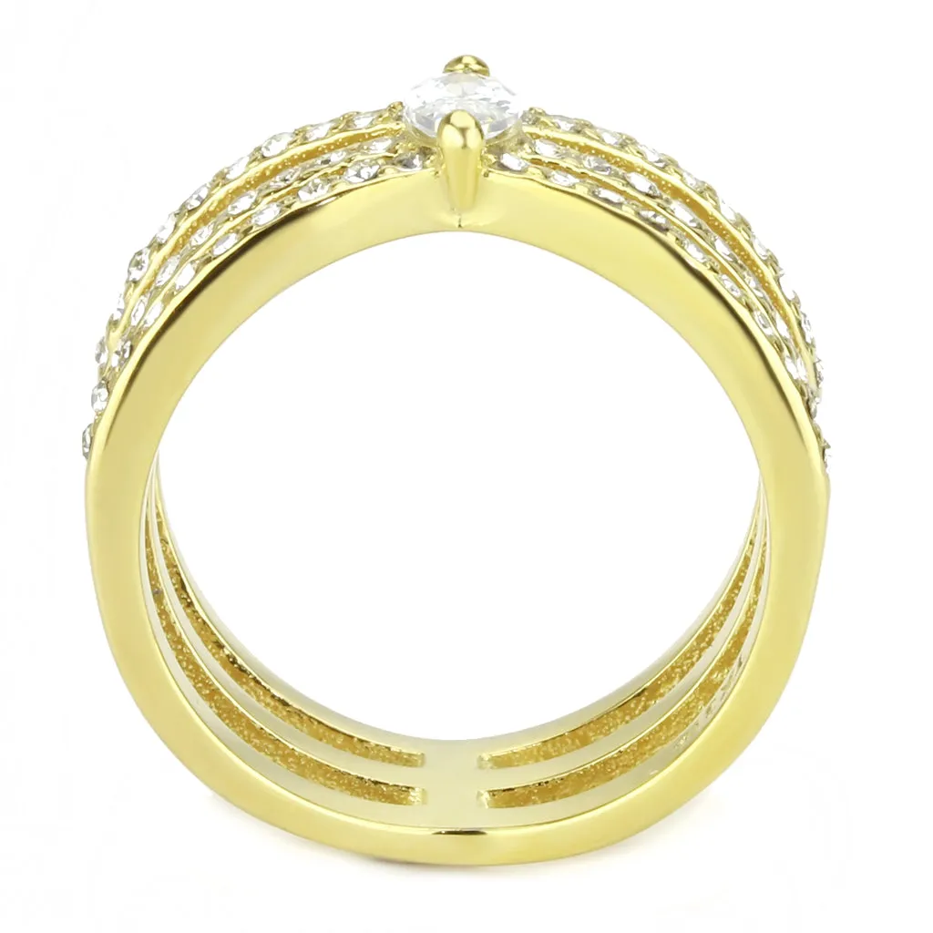 CJ3705 Wholesale Women's Stainless Steel IP Gold AAA Grade CZ Clear Wrap Ring
