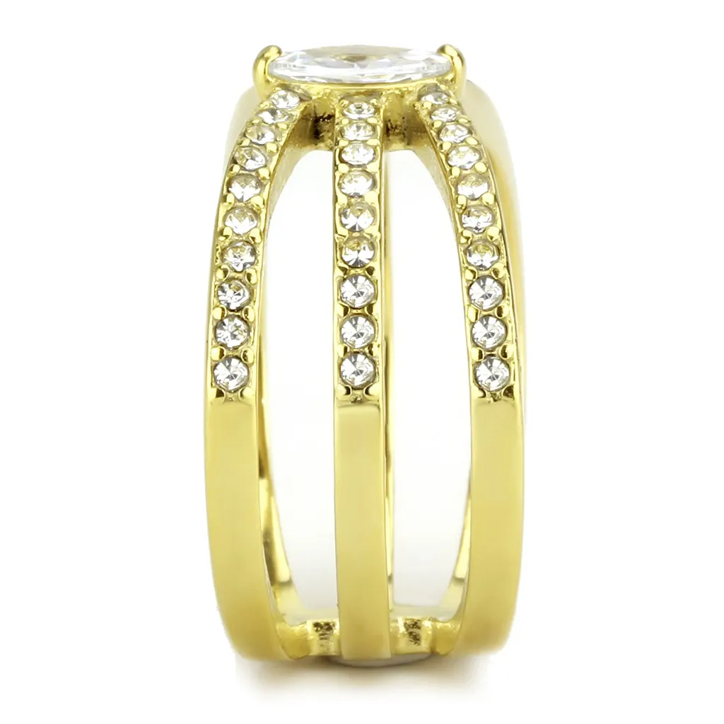 CJ3705 Wholesale Women's Stainless Steel IP Gold AAA Grade CZ Clear Wrap Ring