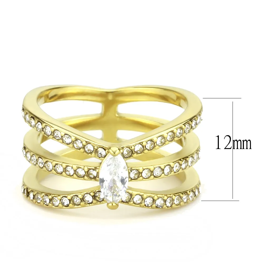CJ3705 Wholesale Women's Stainless Steel IP Gold AAA Grade CZ Clear Wrap Ring