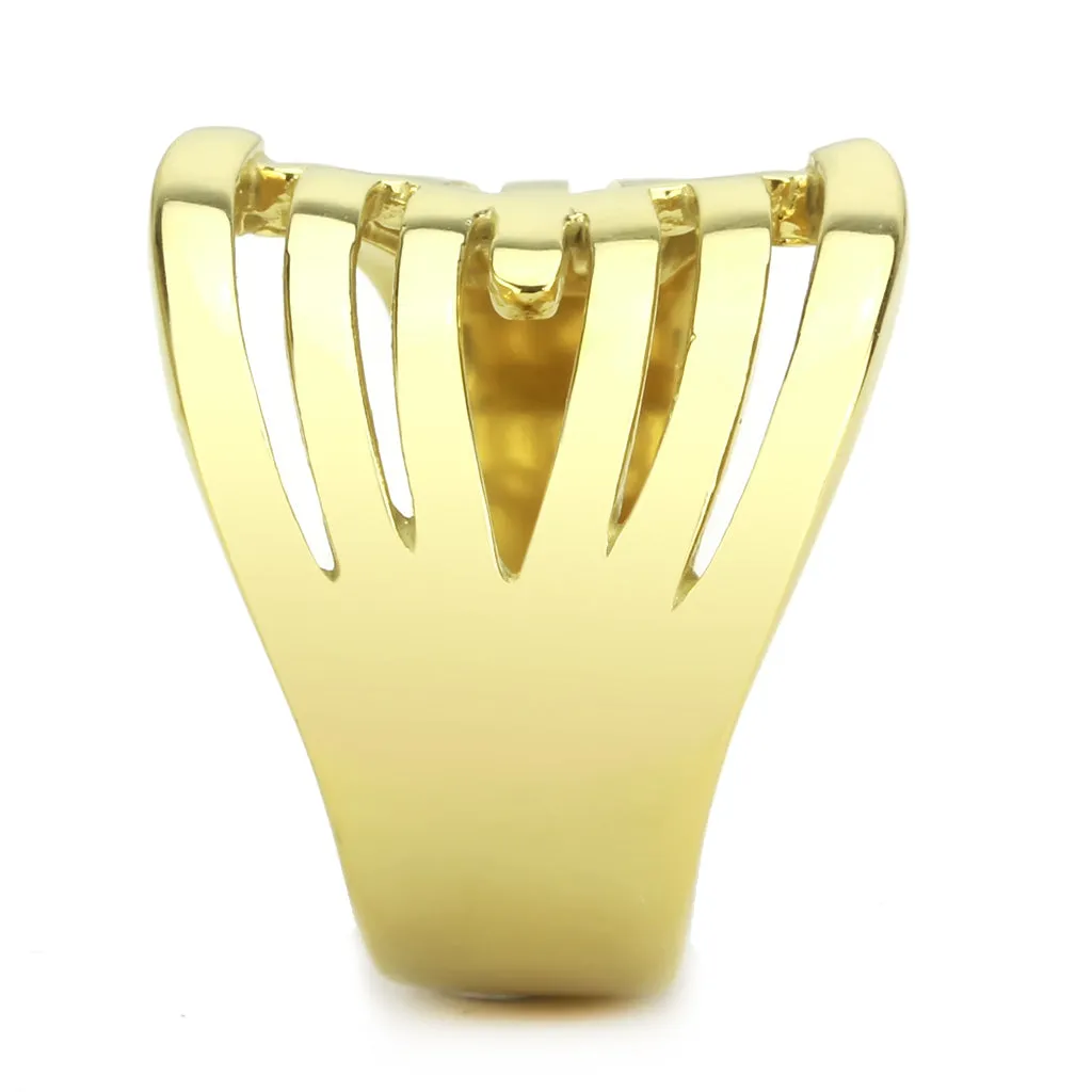 CJ3717 Wholesale Women's Stainless Steel IP Gold Broad Interlocked Ring