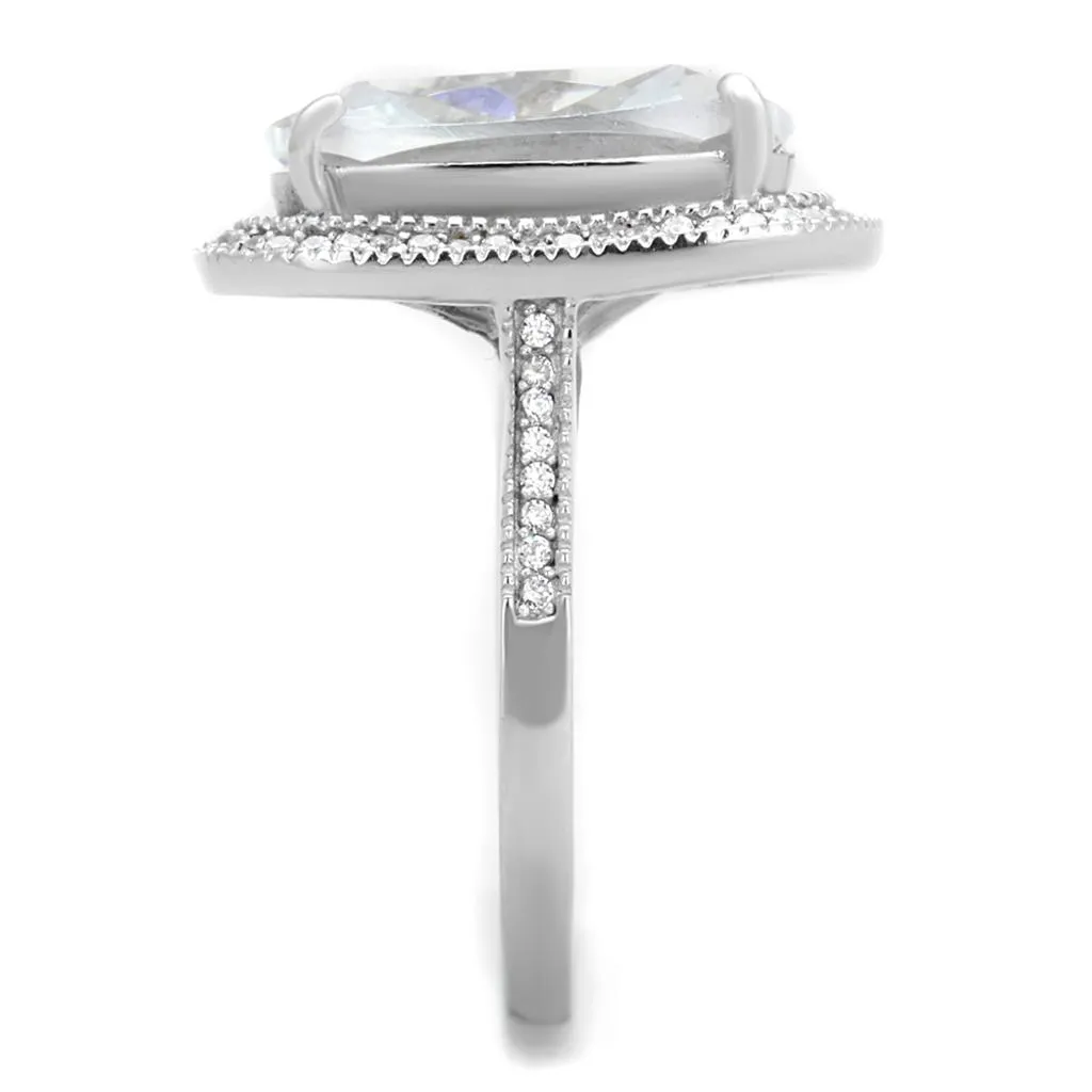 CJ391 Wholesale Women's Rhodium 925 Sterling Silver Ring with AAA Grade CZ in Clear Engagement Ring
