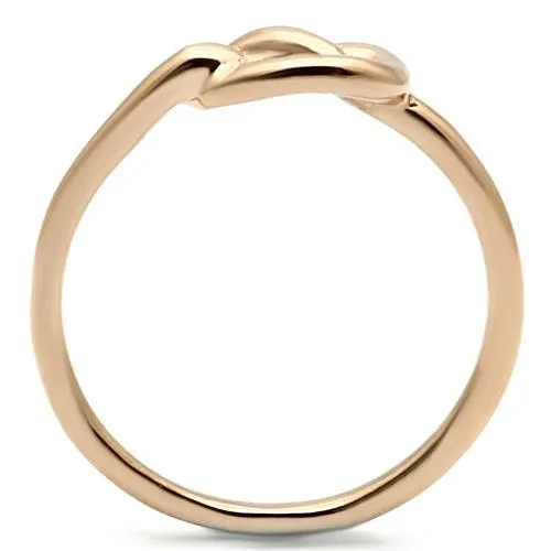 CJ630R Wholesale Women's Stainless Steel IP Rose Gold Minimal Love Knot Ring