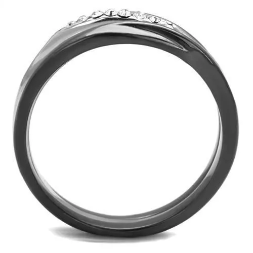 CJE1340PJ Wholesale Women's Stainless Steel Two Tone IP Light Black Top Grade Crystal Clear