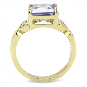 CJE3125 Wholesale Women's Stainless Steel IP Gold Light Amethyst AAA Grade CZ Ring