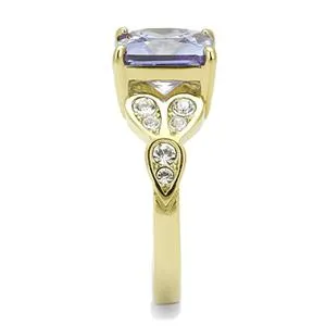 CJE3125 Wholesale Women's Stainless Steel IP Gold Light Amethyst AAA Grade CZ Ring