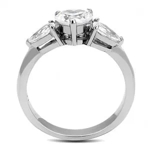 CJE3138 Wholesale Women's Stainless Steel Clear AAA Grade CZ Heart Ring