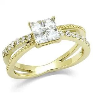 CJE3181 Wholesale Women's Stainless Steel IP Gold Clear AAA Grade CZ Fashion Ring