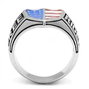 CJE3192 Wholesale Men's Stainless Steel Epoxy Patriotic Free Rider Biker Ring