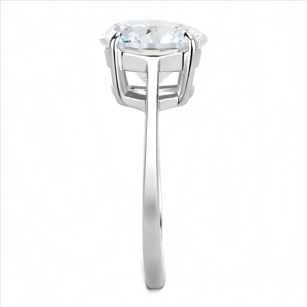 CJE3428 Wholesale Women's Stainless Steel Clear AAA Grade CZ Solitaire Ring