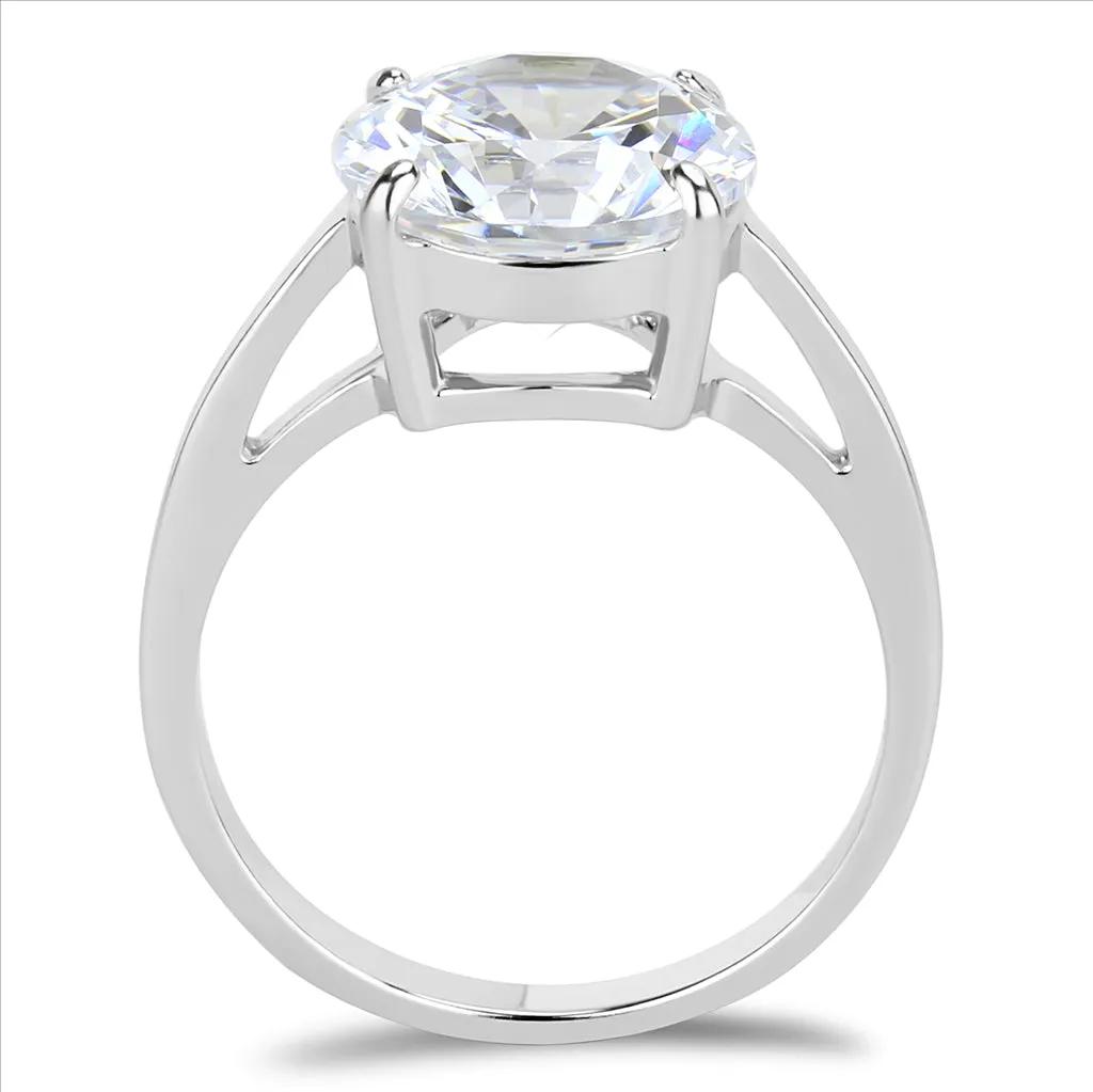 CJE3428 Wholesale Women's Stainless Steel Clear AAA Grade CZ Solitaire Ring