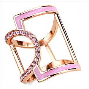 CJE3561 Wholesale Women's Stainless Steel IP Rose Gold Top Grade Crystal Light Rose Ring