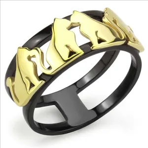 CJE3609 Wholesale Women's Stainless Steel IP Gold  IP Black Cat Ring