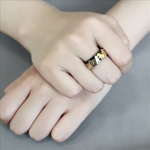 CJE3609 Wholesale Women's Stainless Steel IP Gold  IP Black Cat Ring