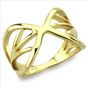 CJE3624 Wholesale Women's Stainless Steel IP Gold Intertwined Broad Ring