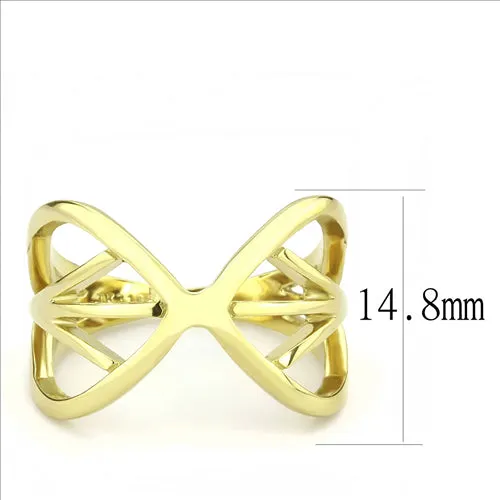 CJE3624 Wholesale Women's Stainless Steel IP Gold Intertwined Broad Ring