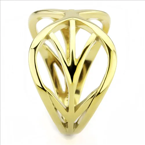 CJE3624 Wholesale Women's Stainless Steel IP Gold Intertwined Broad Ring