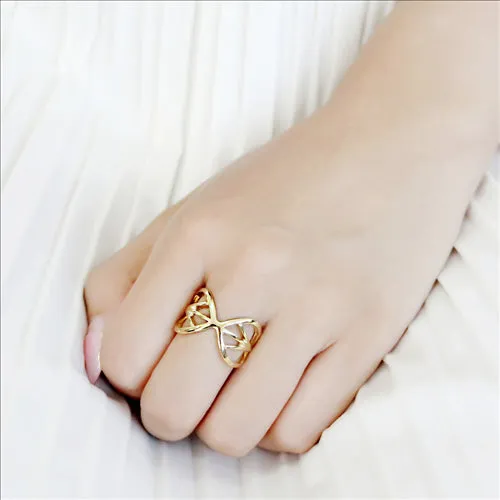 CJE3624 Wholesale Women's Stainless Steel IP Gold Intertwined Broad Ring