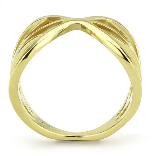 CJE3624 Wholesale Women's Stainless Steel IP Gold Intertwined Broad Ring