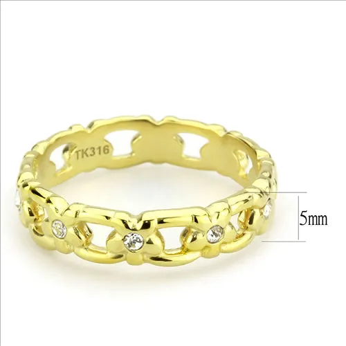CJE3629 Wholesale Women's Stainless Steel IP Gold Top Grade Crystal Clear Infinite Daisy Ring