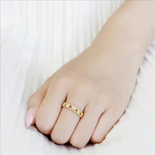 CJE3629 Wholesale Women's Stainless Steel IP Gold Top Grade Crystal Clear Infinite Daisy Ring