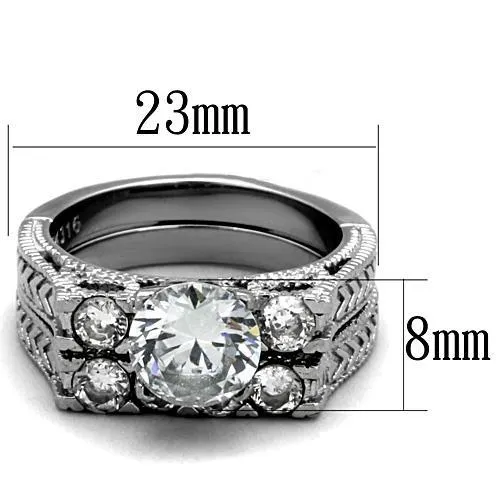 CJE5X019 Wholesale Women's Stainless Steel AAA Grade CZ Clear Ring Set