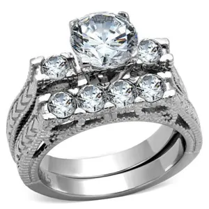 CJE5X019 Wholesale Women's Stainless Steel AAA Grade CZ Clear Ring Set