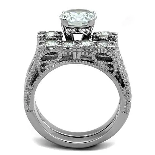 CJE5X019 Wholesale Women's Stainless Steel AAA Grade CZ Clear Ring Set