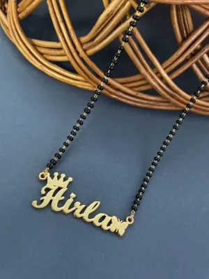 Classic Cursive Name Necklace/Short Mangalsutra With a Crown and Butterfly