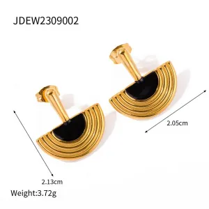 CLASSIC RETRO HALF DISC PATTERN EARRINGS_CWMM2349: TYPE1 / (OS) 1
