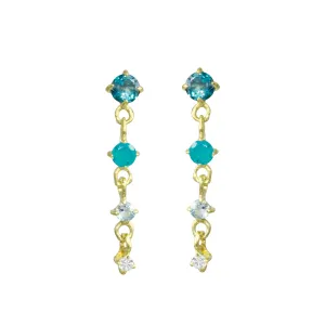 Claw Prong Set Gemstone Drop Earrings