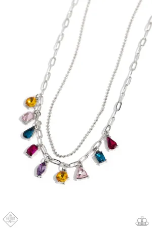 Concession Couture - Multi - Colored Gem Tiered Paparazzi Short Necklace - January 2024 Sunset Sightings