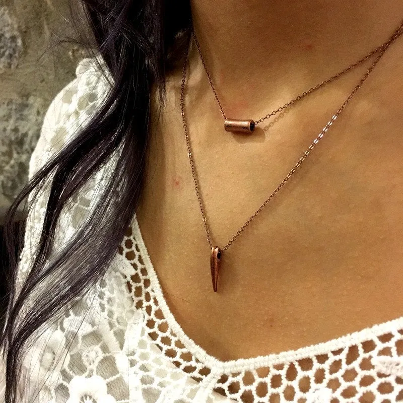 Copper spike Layering Necklace - Pointless.