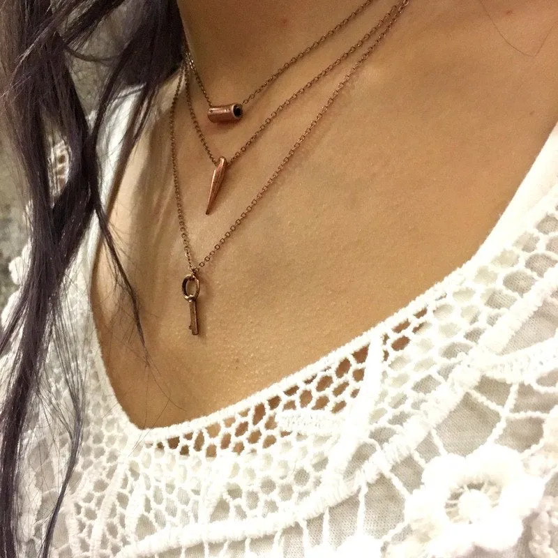 Copper spike Layering Necklace - Pointless.