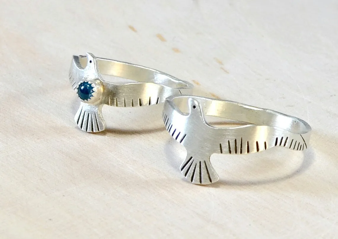 Couples Ring Set in Sterling Silver with Blue Topaz