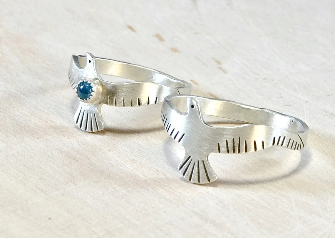 Couples Ring Set in Sterling Silver with Blue Topaz