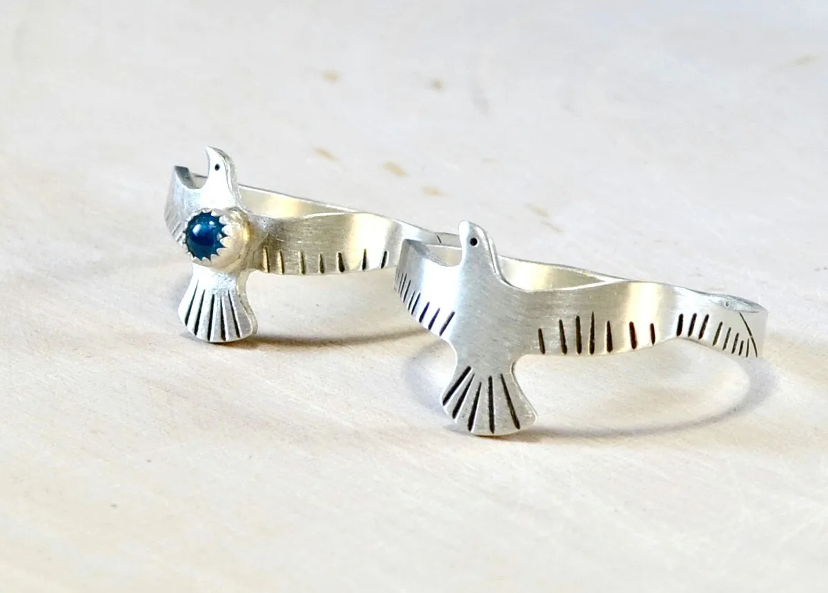 Couples Ring Set in Sterling Silver with Blue Topaz