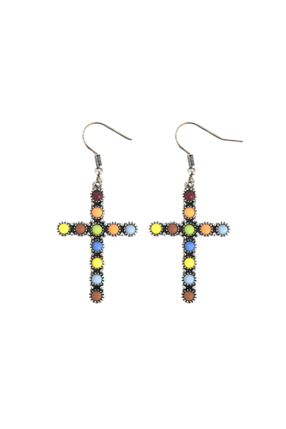 CROSS NATURAL STONE FISH HOOK EARRINGS