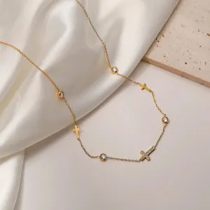 Cross Zircon 304 Stainless Steel 18K Gold Plated Simple Style Classic Style Plating Inlay Necklace