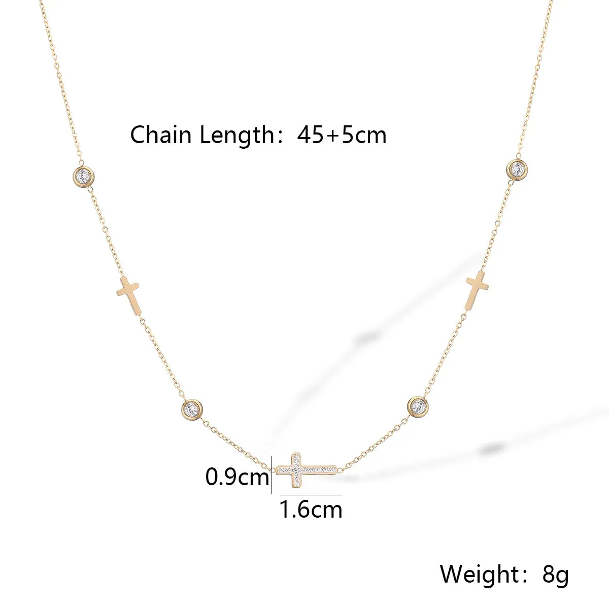 Cross Zircon 304 Stainless Steel 18K Gold Plated Simple Style Classic Style Plating Inlay Necklace