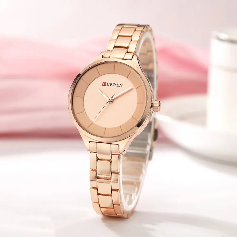 CURREN Brand Fashion Ladies Watches Stainless Steel Analog Quartz Women Clock Dress Casual Luxury Watch Woman Relogio Feminino