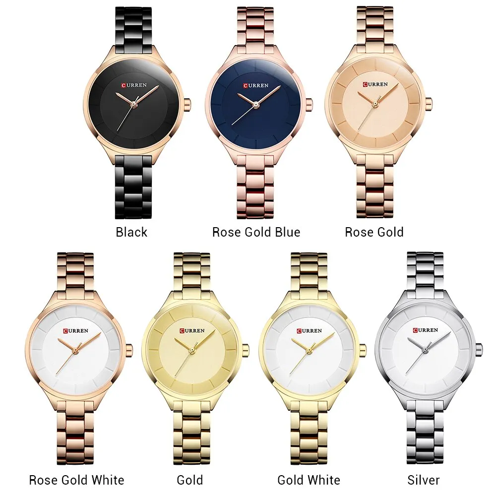 CURREN Brand Fashion Ladies Watches Stainless Steel Analog Quartz Women Clock Dress Casual Luxury Watch Woman Relogio Feminino