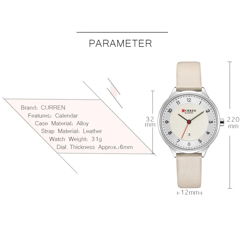 CURREN Brand Luxury Women Watches Ladies Wristwatch Ultra thin Quartz Leather Watch Woman Rose Gold Quartz-watch Clock