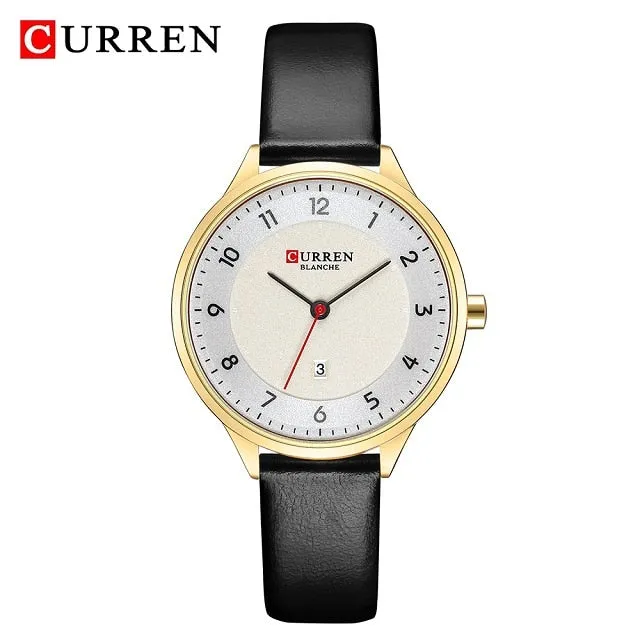 CURREN Brand Luxury Women Watches Ladies Wristwatch Ultra thin Quartz Leather Watch Woman Rose Gold Quartz-watch Clock