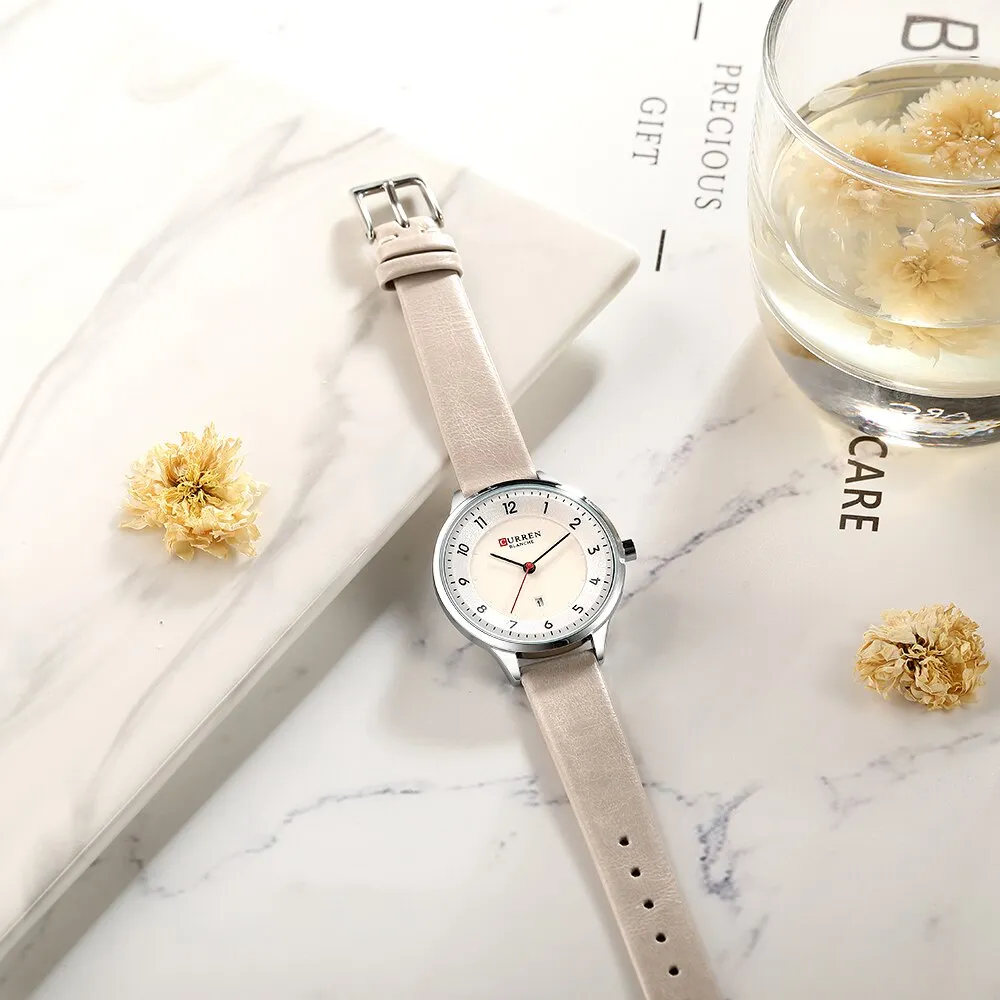 CURREN Brand Luxury Women Watches Ladies Wristwatch Ultra thin Quartz Leather Watch Woman Rose Gold Quartz-watch Clock