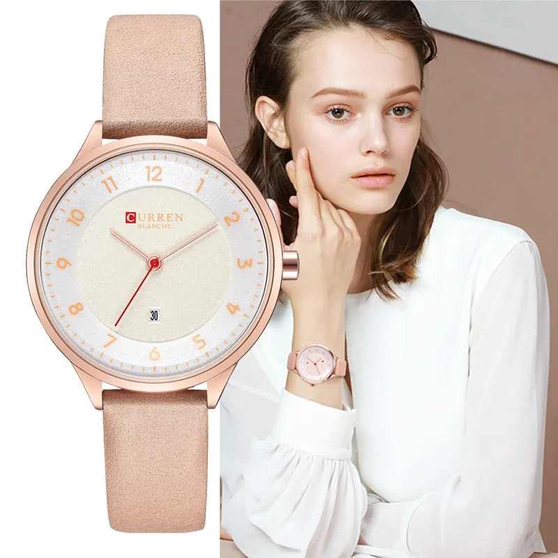 CURREN Brand Luxury Women Watches Ladies Wristwatch Ultra thin Quartz Leather Watch Woman Rose Gold Quartz-watch Clock