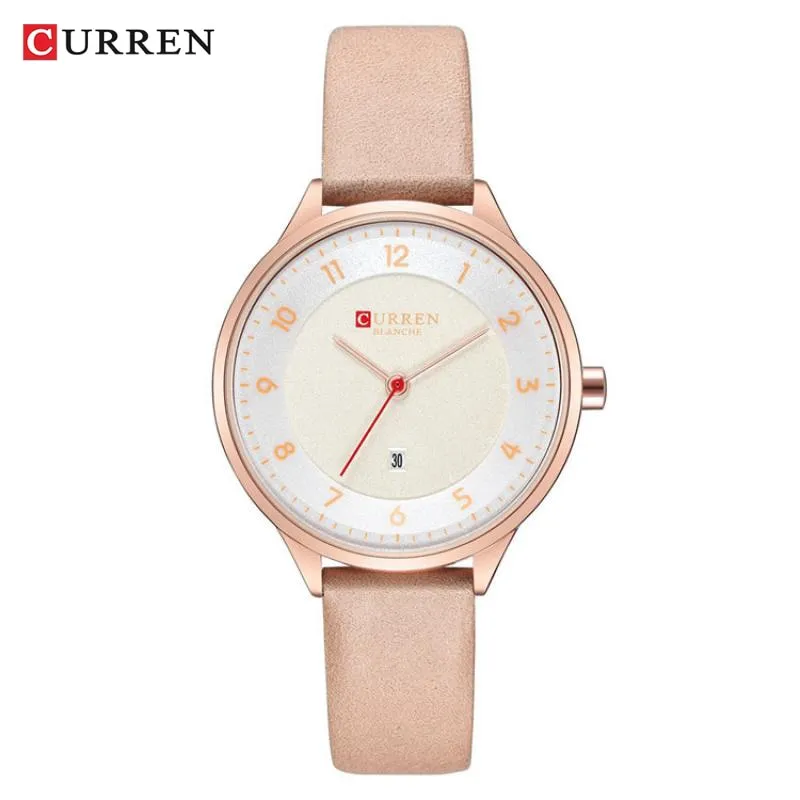 CURREN Brand Luxury Women Watches Ladies Wristwatch Ultra thin Quartz Leather Watch Woman Rose Gold Quartz-watch Clock
