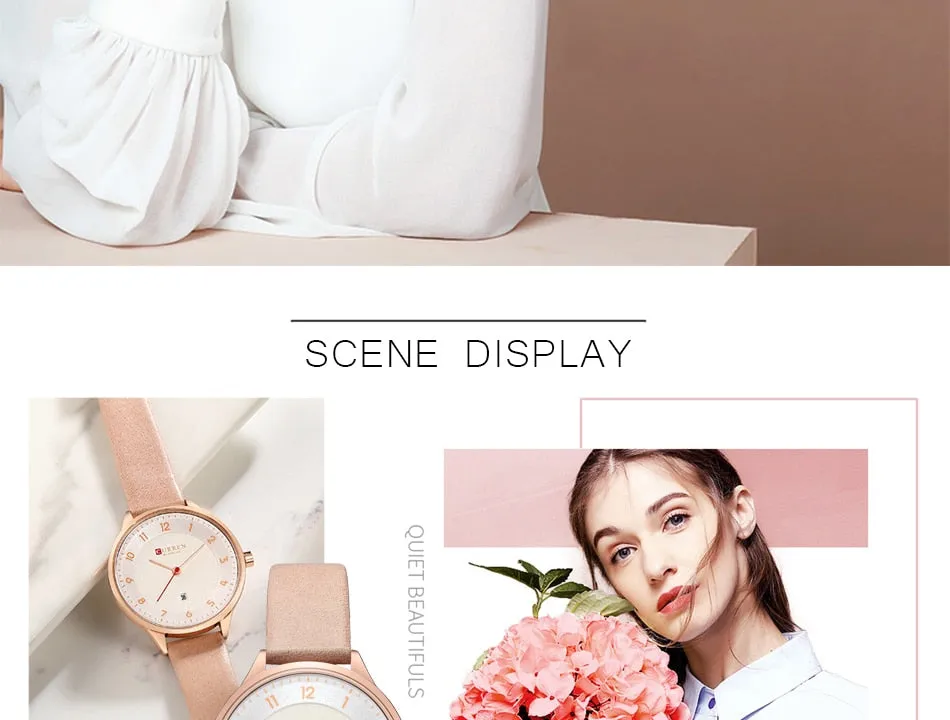 CURREN Brand Luxury Women Watches Ladies Wristwatch Ultra thin Quartz Leather Watch Woman Rose Gold Quartz-watch Clock