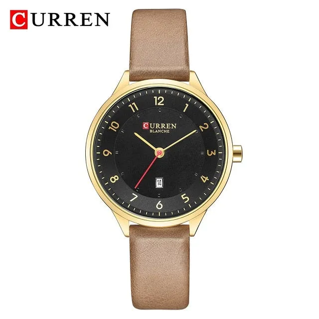 CURREN Brand Luxury Women Watches Ladies Wristwatch Ultra thin Quartz Leather Watch Woman Rose Gold Quartz-watch Clock